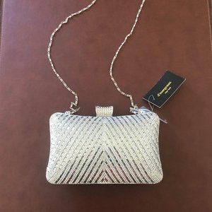 Silver embellished clutch